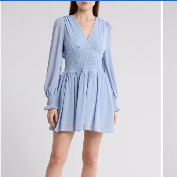 Lush Blue Pleated Sundress with Bishop Sleeves - Picture 3 of 10